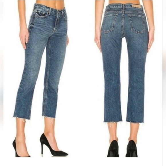 GRLFRND Denim - GRLFRND TATUM Dark Blue Cropped Jeans Size 27.